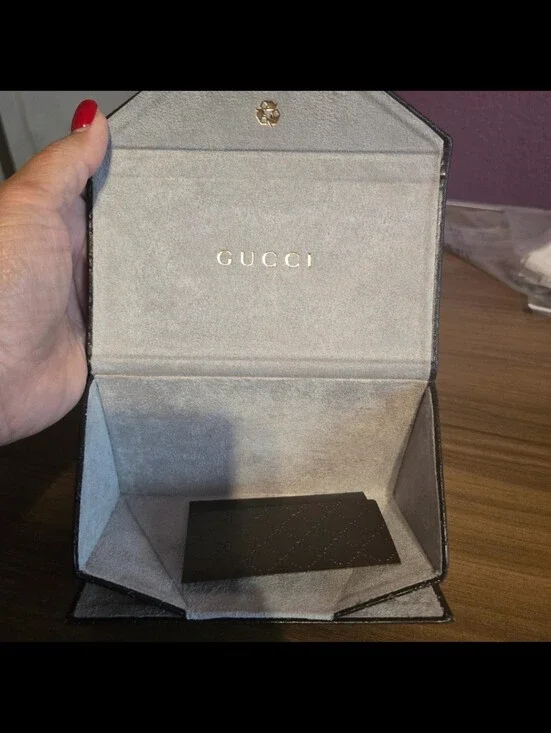 Gucci Brown Micro Guccissima Eyeglasses Sunglasses Hard Case w/ Authentic Cards