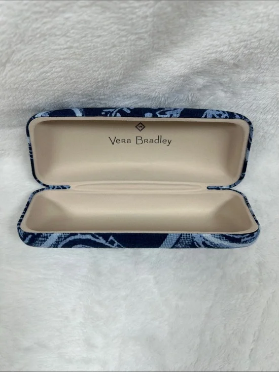 Vera Bradley Clam Hard Shell Eyeglasses Case Sunglasses Blue Paisley