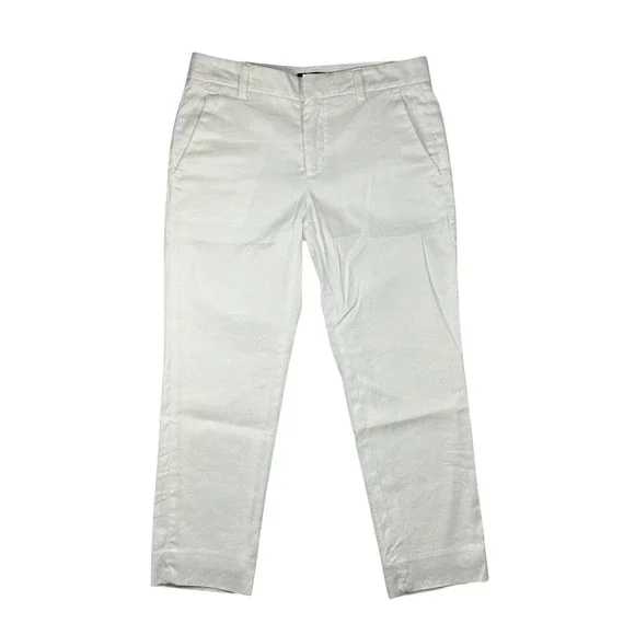 Banana Republic Avery White Linen Blend Ankle Pants Womens 4P Mid Rise