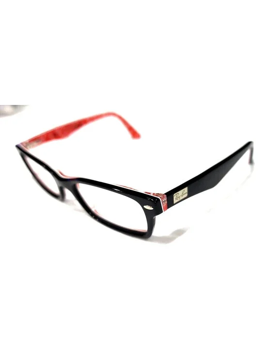 Ray Ban RB5206 2479 Black Red Rectangle Eyeglasses 52-18 140