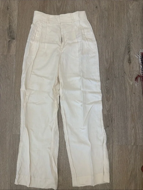 EVERLANE / High-Waist Wide Leg Linen Pants - Cream 0