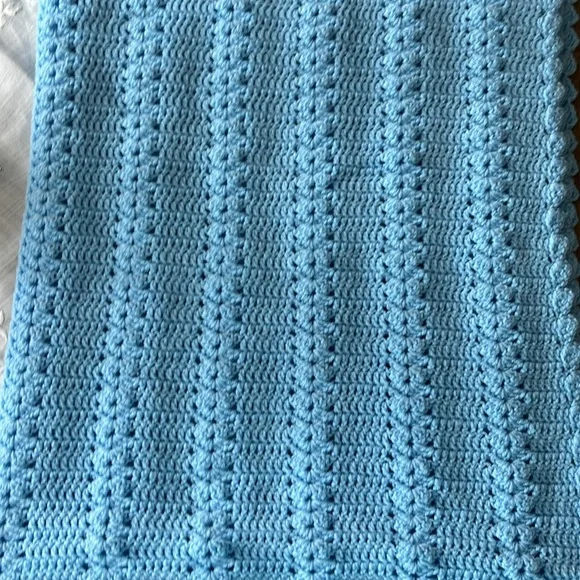 Handmade Light Blue Crochet Blanket