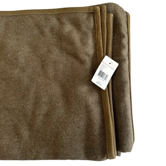 Ralph Lauren Barletta Green Throw Blanket with Leather Trim Sz 54x72 NWT
