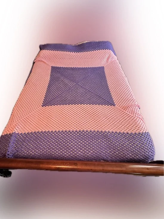 American Vintage Pink and Purple Knit Bed Throw