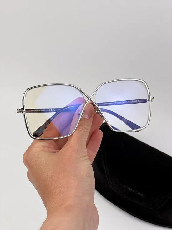 Tom Ford FT5841-B 016 Eyeglasses Palladium Oversized Butterfly Frame