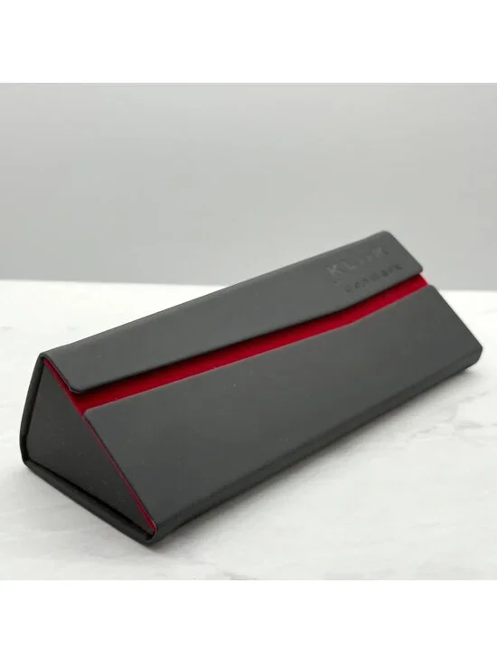 Kliik Denmark Black Tri Fold Triangle Shape Case Red Inner Lining Cleaning Cloth