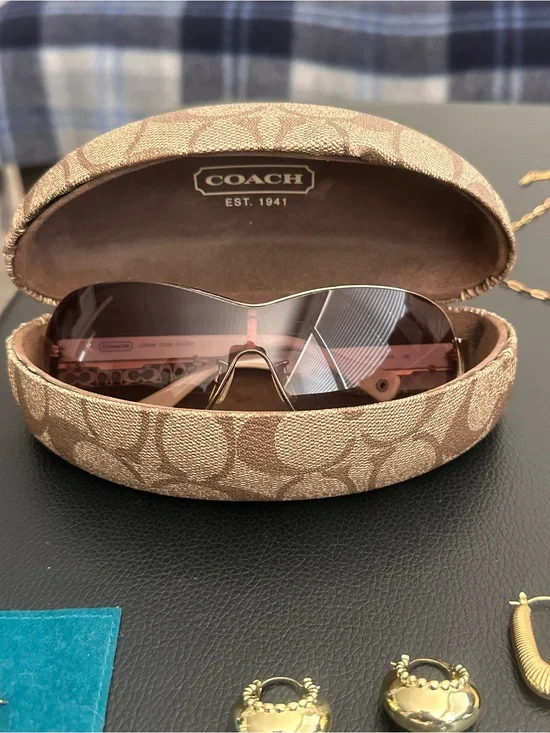 Coach Pink Gradient Shield Sunglasses with Signature Case