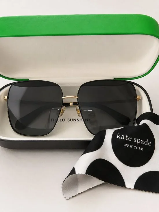 Kate Spade Maisie/G/S Black Gold Sunglasses 60-15-140 with Case