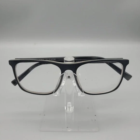 Warby Parker Fletcher 103 Eyeglasses Black Silver Trim Square Frame 55-15-145