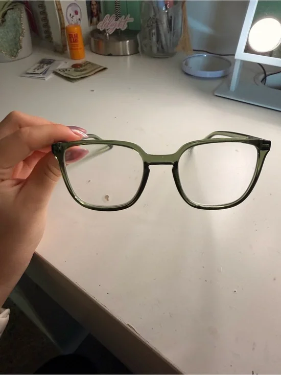 Translucent Olive Green Square Glasses Frame