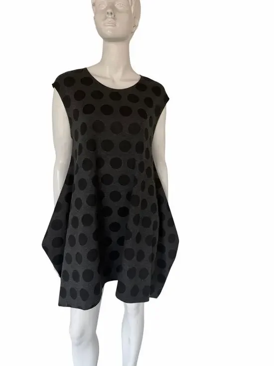 Bryn Walker Polka Dot Midi Dress Flowy Black / gray