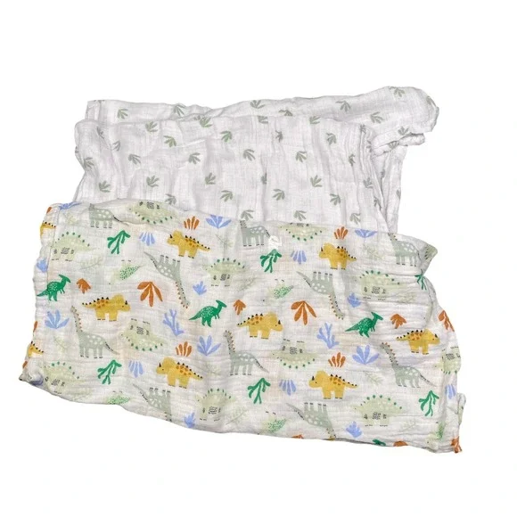Kyle & Deena New York Muslin Swaddle Blankets Dinosaur Print 2-Pack 36