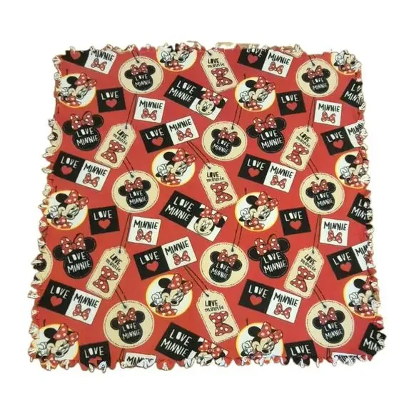 Minnie Mouse Flannel Throw Blanket Handcrafted Red Black White 60x56
