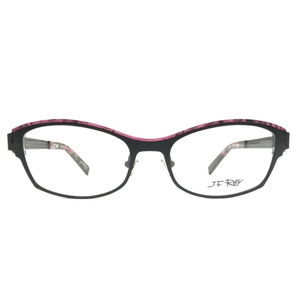 J.F. Rey Eyeglasses Frames JF2572 0080 Matte Black Pink Cat Eye 53-18-138