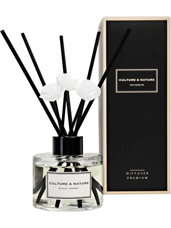 Black Cherry Reed Diffuser Set 4oz - Scented Home Fragrance for Bathroom Decor