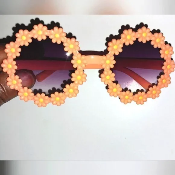 Orange Super cute Floral Rim Kids Sunglasses