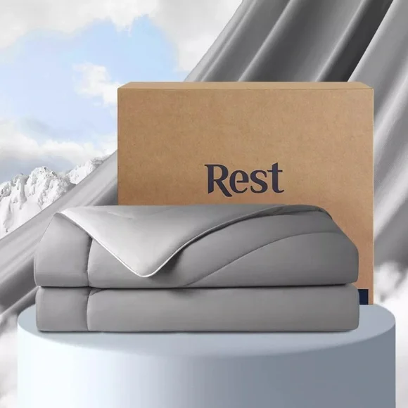 REST Evercool Cooling Comforter Full/Queen Blanket Gray fr Hot Sleeper 90” X 90”