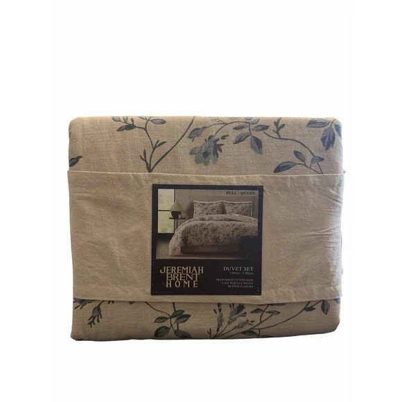 Jeremiah Brent Palacio Floral Duvet Cover Set Full Queen 3pc Cotton NEW $86.90