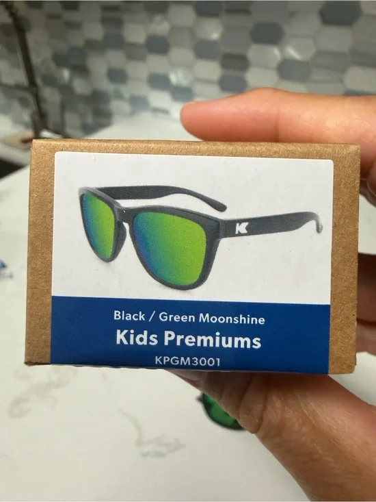 Kids Premiums Black Kids Sunglasses with Green Moonshine Lenses