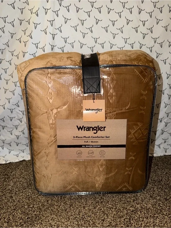 Wrangler Tan/Brown 3-Piece Plush Comforter Set
