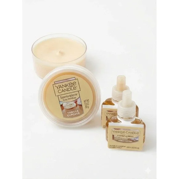 Yankee‎ Candle Vanilla Cupcake Scenterpiece Easy MeltCup 2 ScentPlug Refills Set
