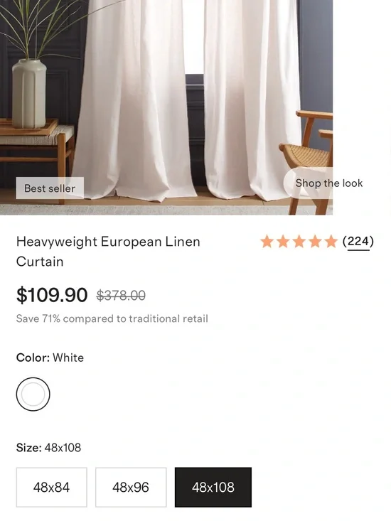Quince! Heavyweight European Linen Curtain 48”x108”