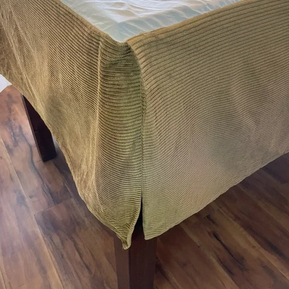 Cal King Pleated Corduroy Bedskirt Dust Ruffle 72x84 Tan‎ Split Corners 15