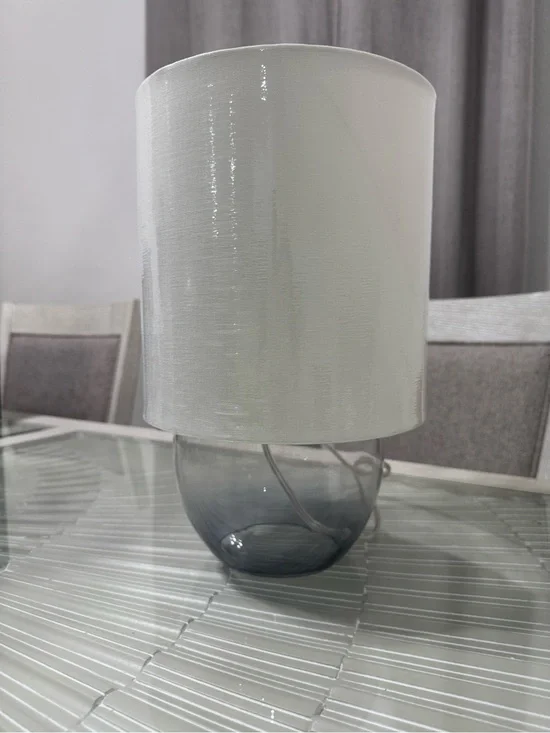 Gray/Blue Glass Table Lamp with White Shade