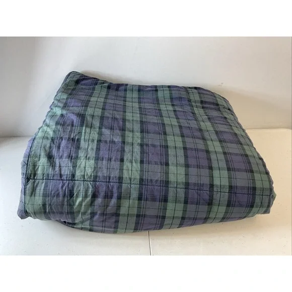 Ralph Lauren Black watch Plaid VTG Down Comforter‎ Navy/Green Twin Size