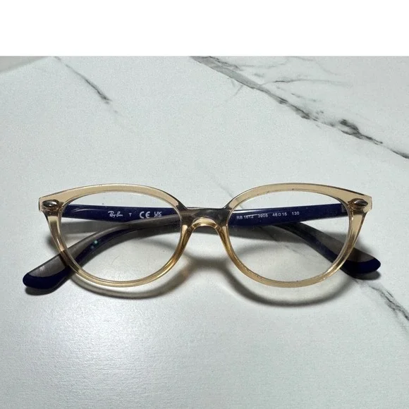 Ray-Ban RB 1612 3905 Kids Eyeglasses Honey Navy Blue Cat Eye Frames 46-15 130