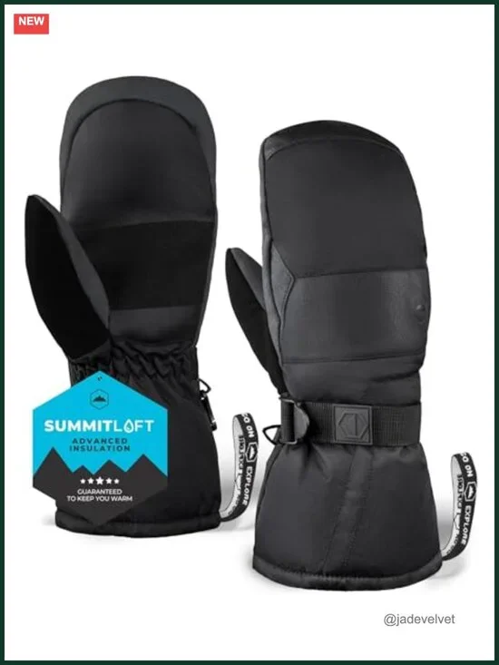 Waterproof Insulated Ski Mittens with Palm Grip for Winter
