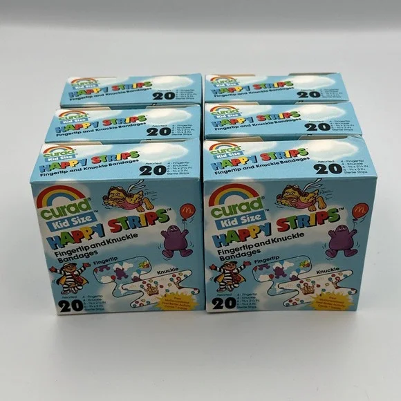 Lot Of 6 VTG 1990 Curad Kid McDonalds First Aid Bandaid Fingertip Knuckles Cards