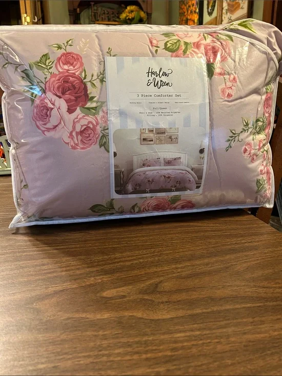 Pink Floral Comforter Set - Soft Rose Print