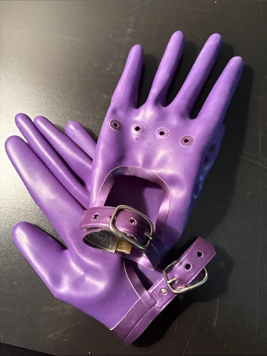Purple Latex Moto Gloves with Adjustable Buckle Strap from VEX