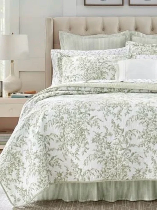 Laura Ashley Sage Green and White Floral Comforter Set