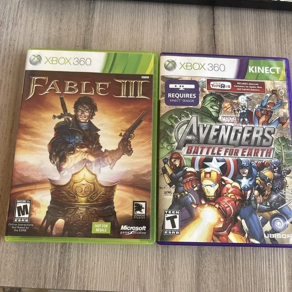 Marvel Avengers Battle for Earth & Fable III Lot Of 2 Xbox 360 - Tested, Working