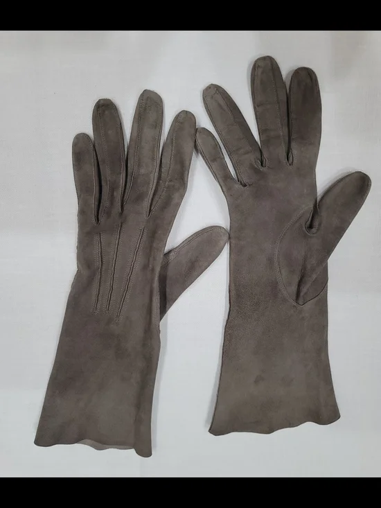 Women's Suede Leather Long Gloves - Taupe Brown
