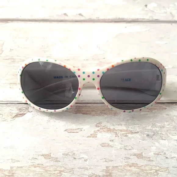 Girls Sunglasses White Polka Dots Oval Frames The Children’s Place UV Protection