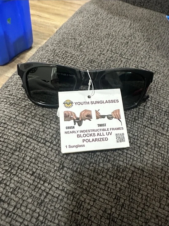 Youth Sunglasses - Black Polarized Nearly Indestructible Frames