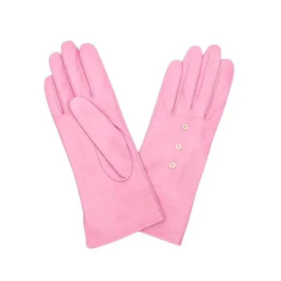 Frances Valentine Luisa Asterisk Leather Gloves ~ Pink (M)