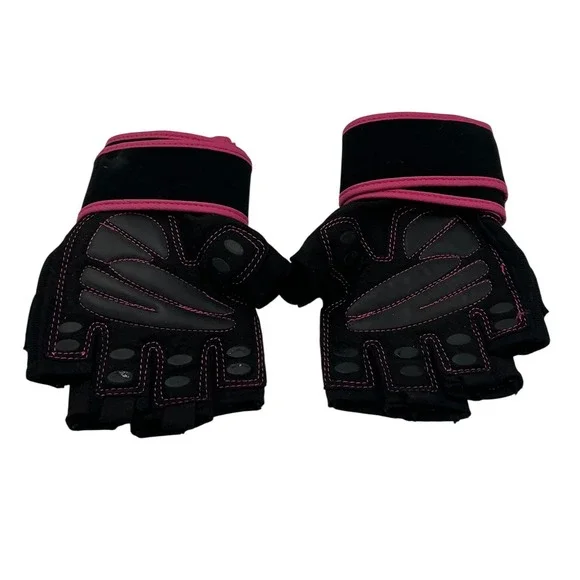 Trideer‎ Weight Lifting Gloves with Wrist Support Black Pink Padded Palm Grip