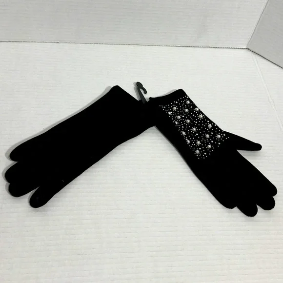 Adrienne Vittadini || womans pearl rhinestone gloves one size