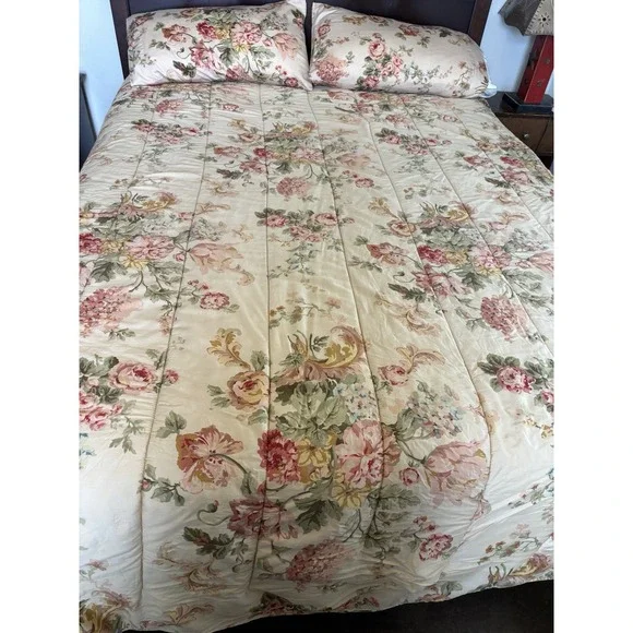 Vtg.  Ralph Lauren Sussex Gardens Full/Queen Comforter 2 Sheets 7 Pillowcase Lot