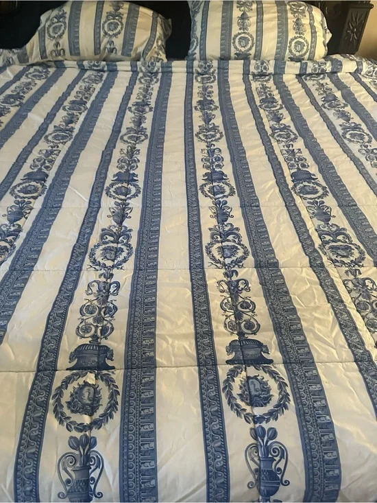 Vintage Gianni Versace Blue Medusa Baroque King Comforter Set