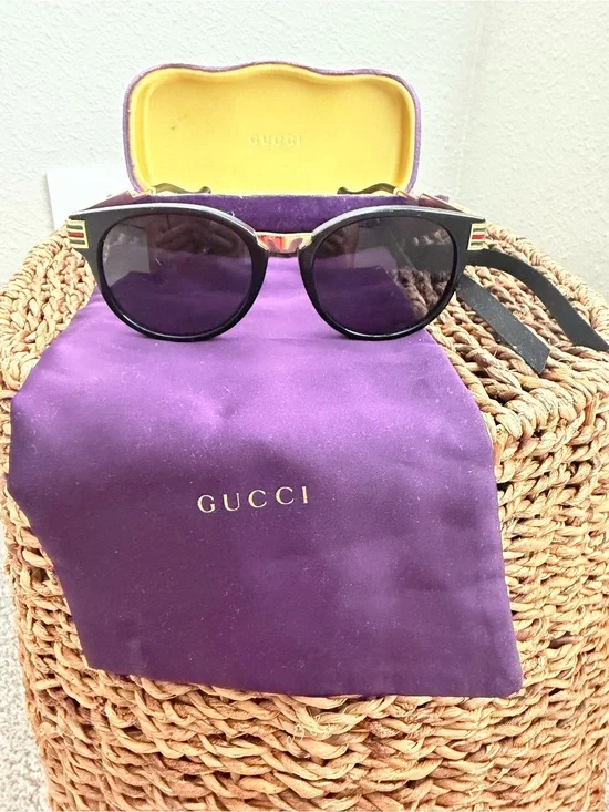 Gucci Men's Sunglasses GG0586SA 001 Black Gold  Lens 55mm Authentic