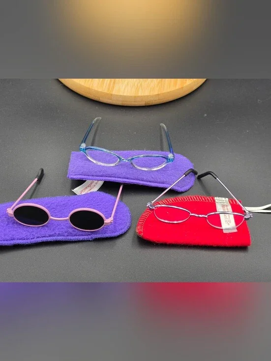 3 Pairs Of American Girl Glasses - 1 Missing Lens See Photos For Flaw