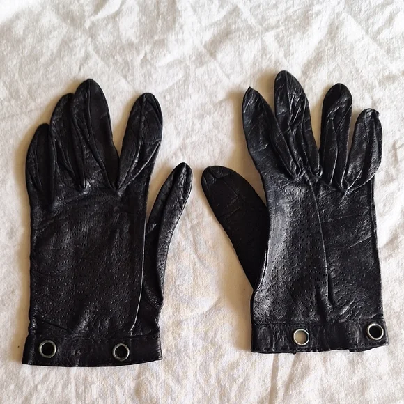 Vintage Leather Driving Gloves - Black