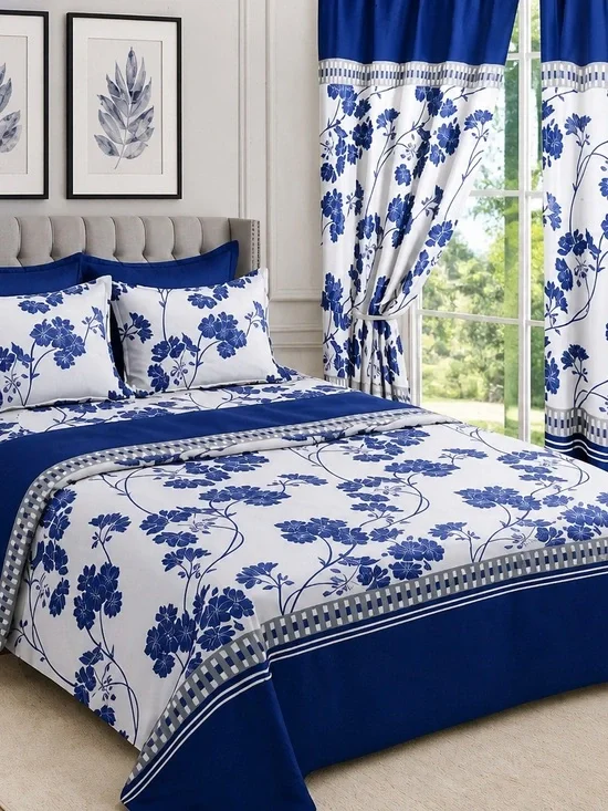 Classic Blue Floral Comforter Set by