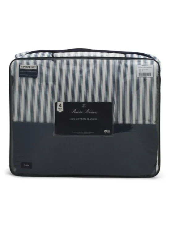 BROOKS BROTHERS Striped Flannel Comforter Set