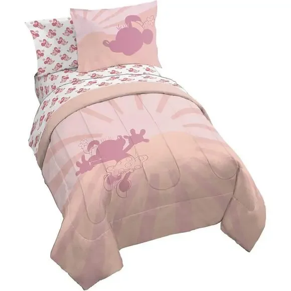 NEW Franco Disney Minnie Mouse 5 Piece Twin Comforter & Sheet Set PINK